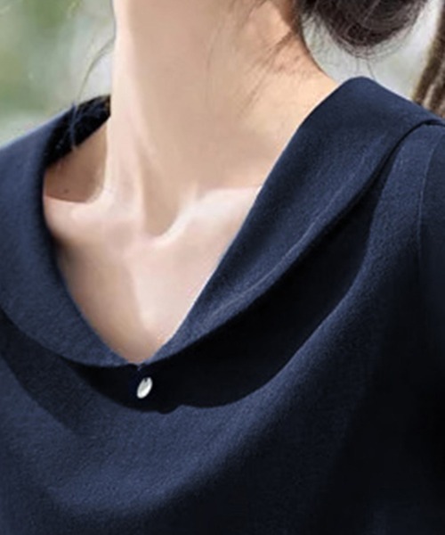 ONEP STAR(ワンピスター)の「チャーム付き丸襟半袖ブラウス(シャツ/ブラウス・レディース・ネイビー・MEDIUM/LARGE/X-LARGE)」の8枚目の写真