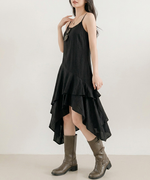 VIVID LADY（ビビッドレディー）の「アシンメトリー ティアード キャミワンピース（ワンピース・レディース・ホワイト/ブラック・FREE）」の14枚目の写真