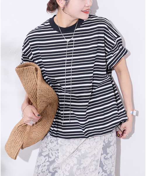 JOURNAL STANDARD(ジャーナルスタンダード)の「《追加2》シャーリングTシャツ(Tシャツ/カットソー・レディース・アイボリー/ネイビー/ブラック系その他・FREE)」の7枚目の写真