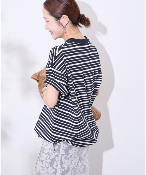JOURNAL STANDARD(ジャーナルスタンダード)の「《追加2》シャーリングTシャツ(Tシャツ/カットソー・レディース・アイボリー/ネイビー/ブラック系その他・FREE)」の9枚目の写真