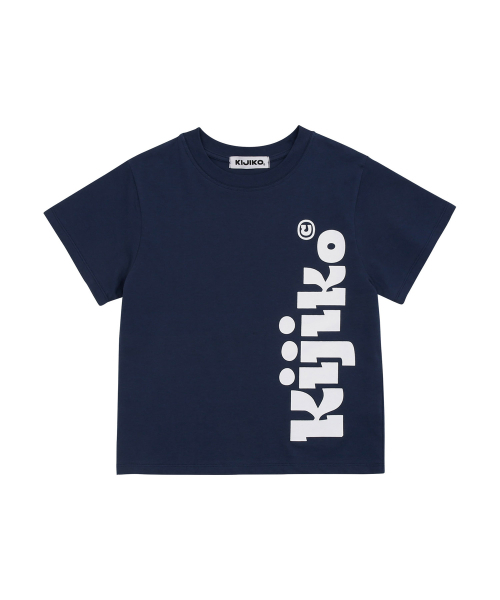 KIJIKO(キジコ)の「ke406. Kijiko Big Logo Semi-Crop Tee Navy(Tシャツ/カットソー・レディース・ネイビー・FREE)」の5枚目の写真