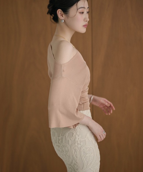LAULEN(ローレン)の「side gather open neck knit /サイドギャザーオープンネックニット(ニット/セーター・レディース・カーキ/イエロー/ピンク/ブラック・FREE)」の18枚目の写真