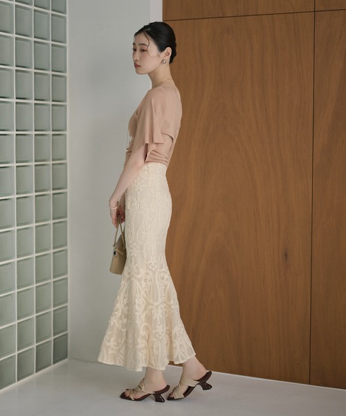 LAULEN(ローレン)の「side gather open neck knit /サイドギャザーオープンネックニット(ニット/セーター・レディース・カーキ/イエロー/ピンク/ブラック・FREE)」の13枚目の写真