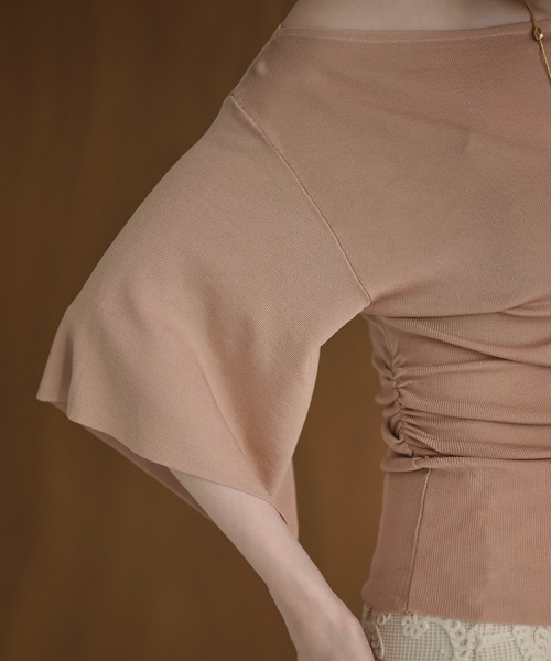 LAULEN(ローレン)の「side gather open neck knit /サイドギャザーオープンネックニット(ニット/セーター・レディース・カーキ/イエロー/ピンク/ブラック・FREE)」の9枚目の写真