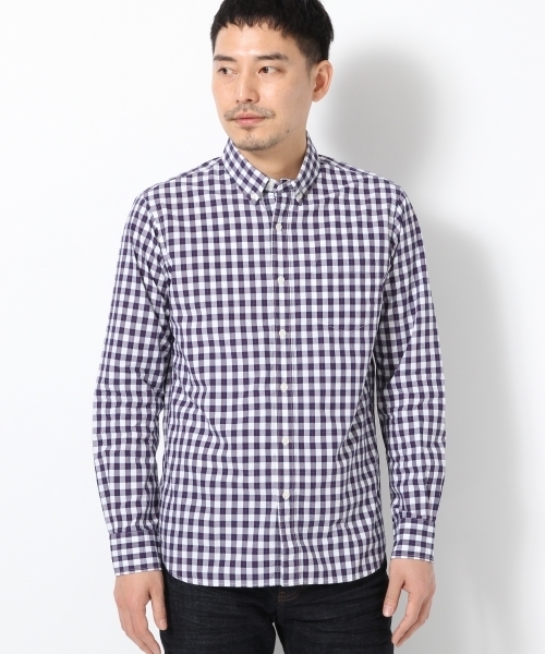 GLOBAL WORK(グローバルワーク)の「ブロードガラシャツ長袖/710839(シャツ/ブラウス・メンズ・カーキ/ネイビー/ブルー・LARGE/SMALL/MEDIUM/X-LARGE)」の3枚目の写真