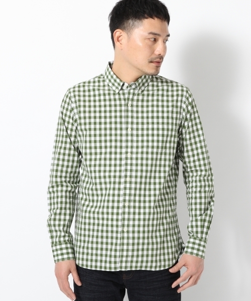 GLOBAL WORK(グローバルワーク)の「ブロードガラシャツ長袖/710839(シャツ/ブラウス・メンズ・カーキ/ネイビー/ブルー・LARGE/SMALL/MEDIUM/X-LARGE)」の2枚目の写真