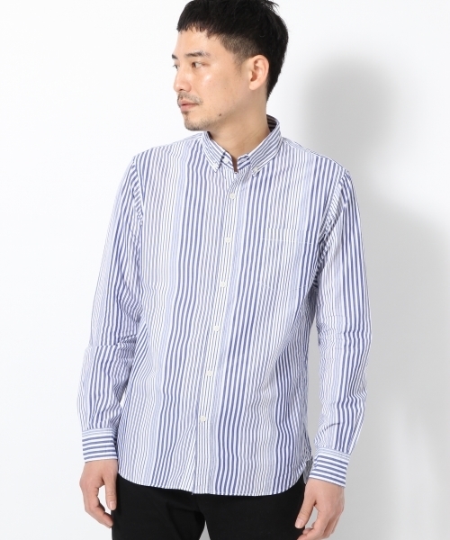 GLOBAL WORK(グローバルワーク)の「ブロードガラシャツ長袖/710839(シャツ/ブラウス・メンズ・カーキ/ネイビー/ブルー・LARGE/SMALL/MEDIUM/X-LARGE)」の1枚目の写真