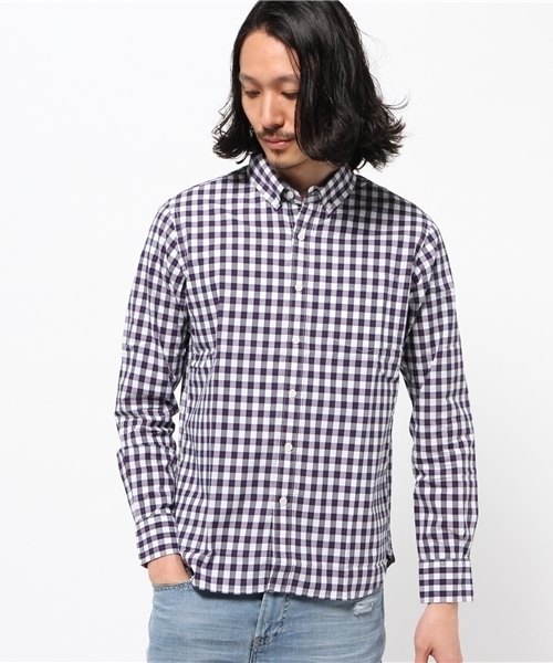 GLOBAL WORK(グローバルワーク)の「ブロードガラシャツ長袖/710839(シャツ/ブラウス・メンズ・カーキ/ネイビー/ブルー・LARGE/SMALL/MEDIUM/X-LARGE)」の15枚目の写真