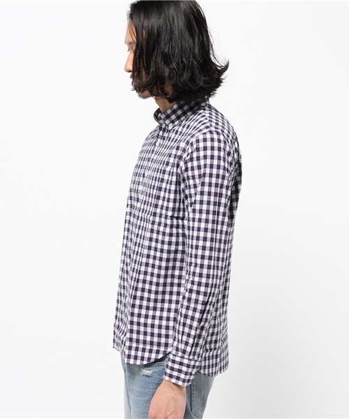 GLOBAL WORK(グローバルワーク)の「ブロードガラシャツ長袖/710839(シャツ/ブラウス・メンズ・カーキ/ネイビー/ブルー・LARGE/SMALL/MEDIUM/X-LARGE)」の16枚目の写真