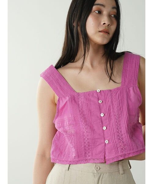 FIKA.(フィーカ)の「Cotton lace bustier(シャツ/ブラウス・レディース・ブラック/ピンク系その他2/オフホワイト・MEDIUM)」の6枚目の写真