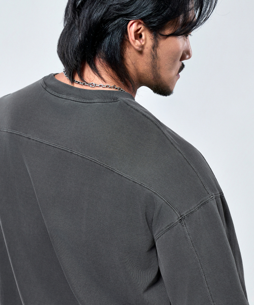 PHYSICAL GARMENTS（フィジカルガーメンツ）の「P2632 ピッグダイング 切り替え アドショルダーフィット 半袖 [チャコール]（Tシャツ/カットソー・メンズ・チャコール・X-LARGE/MEDIUM/LARGE/XX-LARGE）」の6枚目の写真