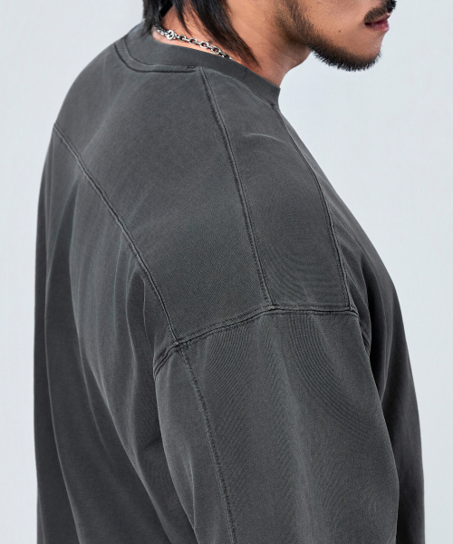 PHYSICAL GARMENTS（フィジカルガーメンツ）の「P2632 ピッグダイング 切り替え アドショルダーフィット 半袖 [チャコール]（Tシャツ/カットソー・メンズ・チャコール・X-LARGE/MEDIUM/LARGE/XX-LARGE）」の7枚目の写真