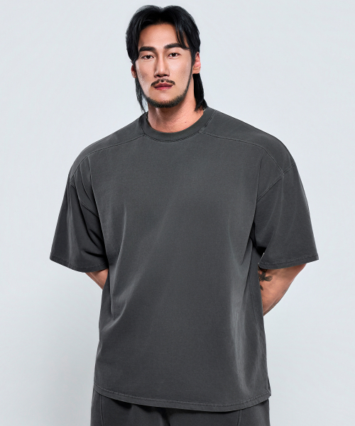 PHYSICAL GARMENTS（フィジカルガーメンツ）の「P2632 ピッグダイング 切り替え アドショルダーフィット 半袖 [チャコール]（Tシャツ/カットソー・メンズ・チャコール・X-LARGE/MEDIUM/LARGE/XX-LARGE）」の9枚目の写真