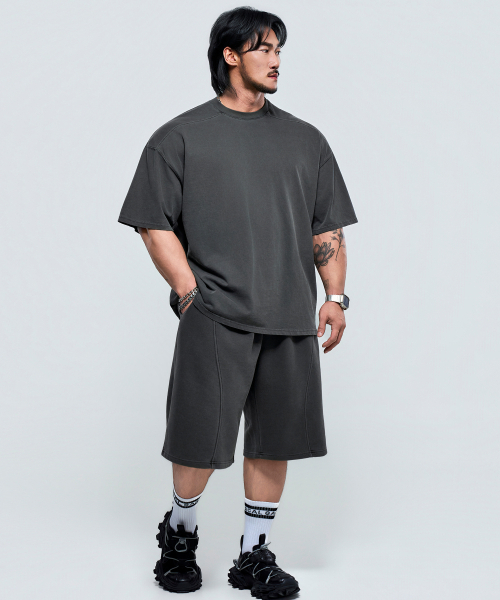 PHYSICAL GARMENTS（フィジカルガーメンツ）の「P2632 ピッグダイング 切り替え アドショルダーフィット 半袖 [チャコール]（Tシャツ/カットソー・メンズ・チャコール・X-LARGE/MEDIUM/LARGE/XX-LARGE）」の10枚目の写真