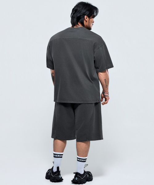 PHYSICAL GARMENTS（フィジカルガーメンツ）の「P2632 ピッグダイング 切り替え アドショルダーフィット 半袖 [チャコール]（Tシャツ/カットソー・メンズ・チャコール・X-LARGE/MEDIUM/LARGE/XX-LARGE）」の11枚目の写真