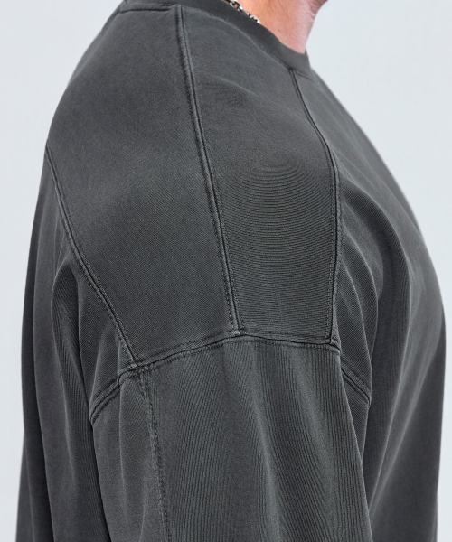 PHYSICAL GARMENTS（フィジカルガーメンツ）の「P2632 ピッグダイング 切り替え アドショルダーフィット 半袖 [チャコール]（Tシャツ/カットソー・メンズ・チャコール・X-LARGE/MEDIUM/LARGE/XX-LARGE）」の16枚目の写真