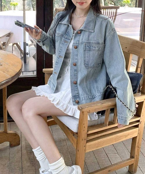 Miniministore（ミニミニストア）の「デニムジャケット レディース 春アウター（デニムジャケット・レディース・サックスブルー・M/L）」の3枚目の写真