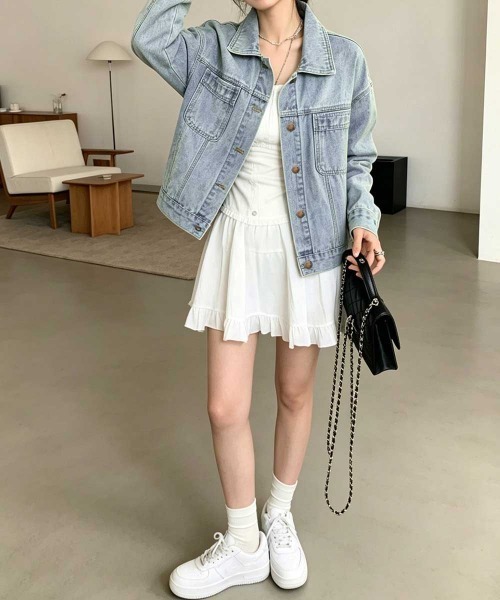 Miniministore（ミニミニストア）の「デニムジャケット レディース 春アウター（デニムジャケット・レディース・サックスブルー・M/L）」の8枚目の写真