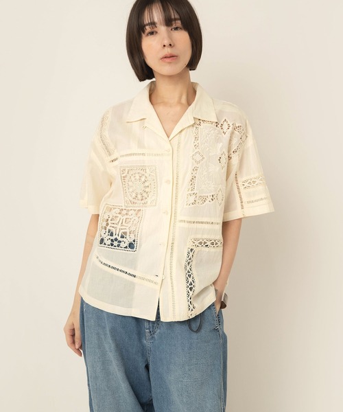 RNA-N(アールエヌエーエヌ)の「B2976 レースパッチワークシャツ(シャツ/ブラウス・レディース・ブラック/キナリ・FREE)」の18枚目の写真