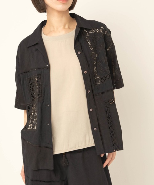 RNA-N(アールエヌエーエヌ)の「B2976 レースパッチワークシャツ(シャツ/ブラウス・レディース・ブラック/キナリ・FREE)」の10枚目の写真