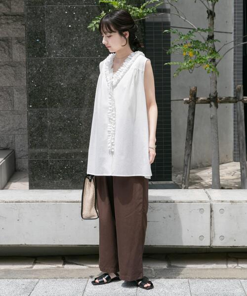 ITEMS URBANRESEARCH(アイテムズ アーバンリサーチ)の「REFINED LINEN イージーパンツ(その他パンツ・レディース・ブラウン/ドット/ブラック/パープル系その他・FREE)」の13枚目の写真