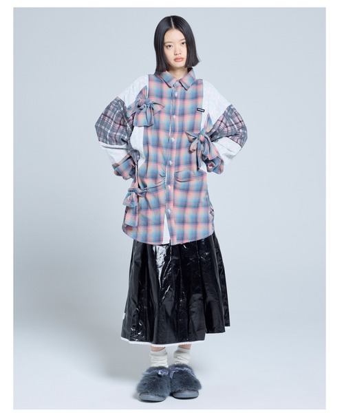 Little sunny bite(リトルサニーバイト)の「littlesunnybite/リトルサニーバイト/check ribbon shirts(シャツ/ブラウス・レディース・グリーン/ピンク/ネイビー・M/S)」の10枚目の写真