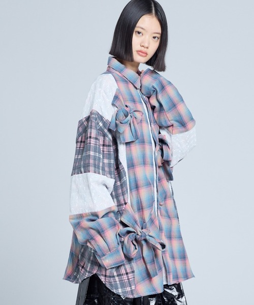 Little sunny bite(リトルサニーバイト)の「littlesunnybite/リトルサニーバイト/check ribbon shirts(シャツ/ブラウス・レディース・グリーン/ピンク/ネイビー・M/S)」の11枚目の写真