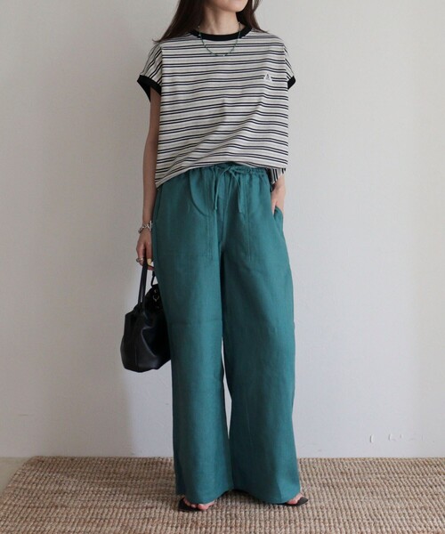 fredy emue（フレディエミュ）の「【GEVACO/ゲバコ】クルーネックフレンチスリーブTシャツ（Tシャツ/カットソー・レディース・グレー系その他/ブラック系その他/ホワイト系その他・38）」の4枚目の写真