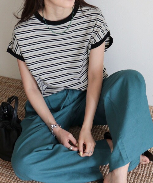 fredy emue（フレディエミュ）の「【GEVACO/ゲバコ】クルーネックフレンチスリーブTシャツ（Tシャツ/カットソー・レディース・グレー系その他/ブラック系その他/ホワイト系その他・38）」の12枚目の写真