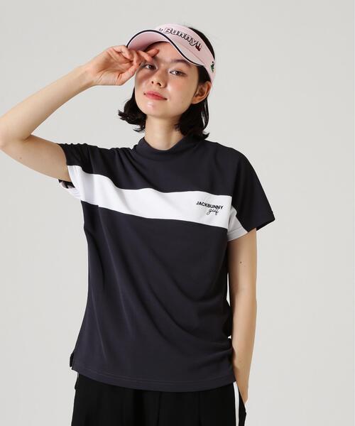 Jack Bunny!!(ジャックバニー)の「【Jack Bunny!!】PEメッシュ半袖モックネックカットソー(Tシャツ/カットソー・レディース・ベージュ/グレー/ホワイト・SMALL/MEDIUM/LARGE)」の2枚目の写真