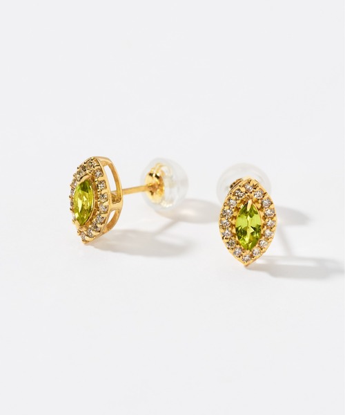 Jewel closet by L&Co.(ジュエルクローゼットバイエルアンドコー)の「K18 ダイヤモンド ヘイロー/取り巻き カラーストーン ピアス(マーキス)(ピアス(両耳用)・レディース・ゴールド系その他2/ゴールド系その他・FREE)」の3枚目の写真