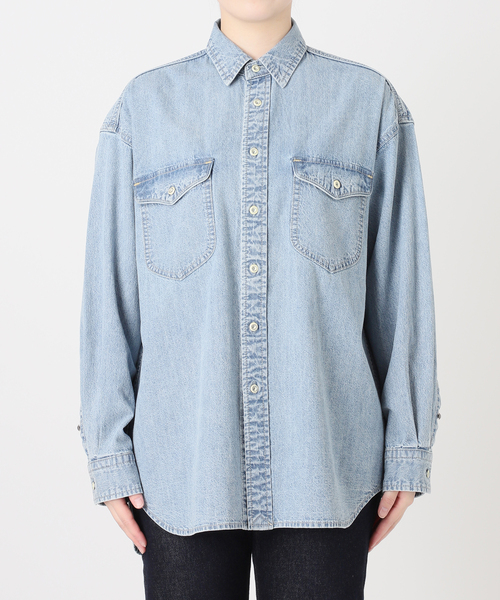 SLOBE IENA(スローブイエナ)の「《シリーズあり/》LEDENIM NOUVEAU BDU デニムシャツ(シャツ/ブラウス・レディース・ネイビー/スカイブルー・FREE)」の11枚目の写真