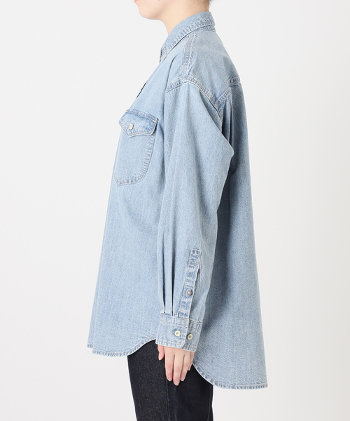 SLOBE IENA(スローブイエナ)の「《シリーズあり/》LEDENIM NOUVEAU BDU デニムシャツ(シャツ/ブラウス・レディース・ネイビー/スカイブルー・FREE)」の10枚目の写真