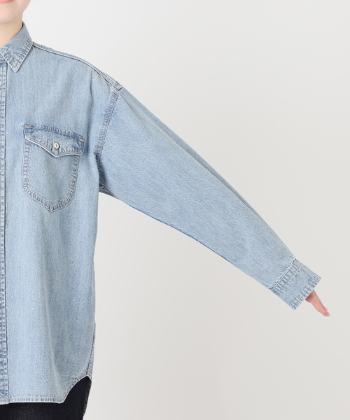 SLOBE IENA(スローブイエナ)の「《シリーズあり/》LEDENIM NOUVEAU BDU デニムシャツ(シャツ/ブラウス・レディース・ネイビー/スカイブルー・FREE)」の7枚目の写真
