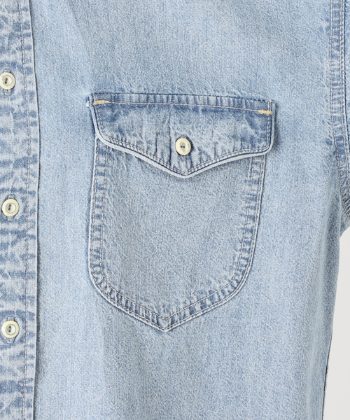 SLOBE IENA(スローブイエナ)の「《シリーズあり/》LEDENIM NOUVEAU BDU デニムシャツ(シャツ/ブラウス・レディース・ネイビー/スカイブルー・FREE)」の5枚目の写真