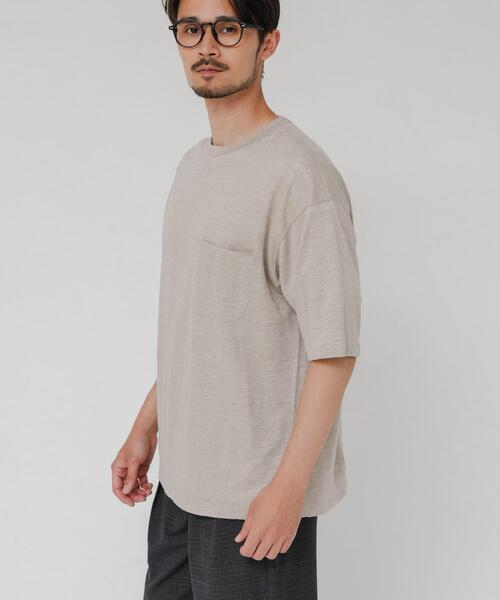 YLEVE(イレーヴ)の「『別注』YLEVE×URBAN RESEARCH LINEN POCKET T-SHIRTS(Tシャツ/カットソー・メンズ・チャコールグレー/オレンジ/アイボリー・5/4)」の6枚目の写真
