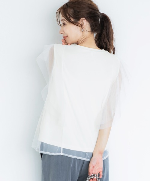 coca(coca)(コカ)の「チュールレイヤードフレンチスリーブTシャツ(Tシャツ/カットソー・レディース・ホワイト/ブラック・S/M/L)」の16枚目の写真