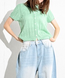 MAISON SELECT（メゾンセレクト）の「6C80 配色スカラップ 透かし編みニットシャツ（ニット/セーター）」