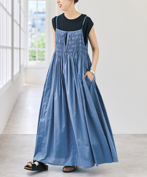 Spick & Span(スピックアンドスパン)の「ギャザーキャミワンピース(ワンピース・レディース・ブルー系その他/ブラック・36/38)」の2枚目の写真