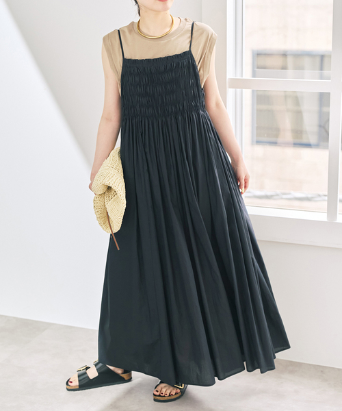 Spick & Span(スピックアンドスパン)の「ギャザーキャミワンピース(ワンピース・レディース・ブルー系その他/ブラック・36/38)」の1枚目の写真