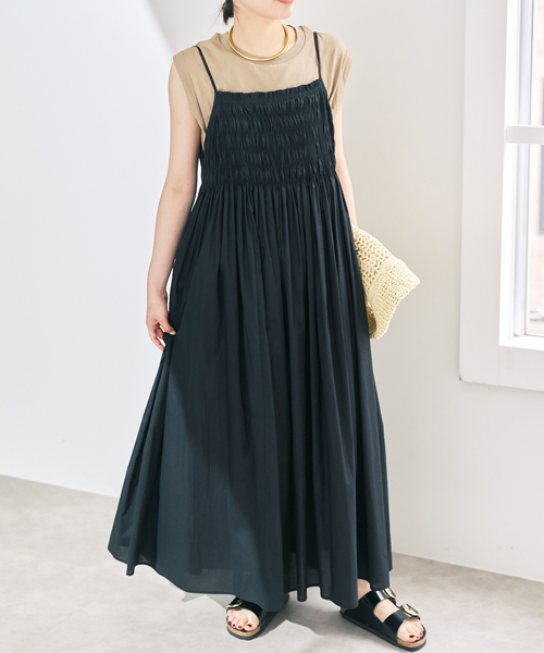 Spick & Span(スピックアンドスパン)の「ギャザーキャミワンピース(ワンピース・レディース・ブルー系その他/ブラック・36/38)」の5枚目の写真