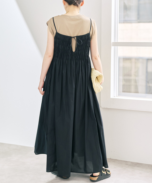 Spick & Span(スピックアンドスパン)の「ギャザーキャミワンピース(ワンピース・レディース・ブルー系その他/ブラック・36/38)」の9枚目の写真