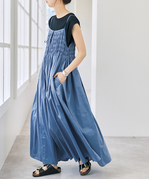 Spick & Span(スピックアンドスパン)の「ギャザーキャミワンピース(ワンピース・レディース・ブルー系その他/ブラック・36/38)」の10枚目の写真