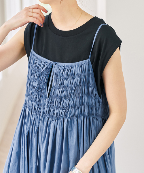 Spick & Span(スピックアンドスパン)の「ギャザーキャミワンピース(ワンピース・レディース・ブルー系その他/ブラック・36/38)」の12枚目の写真