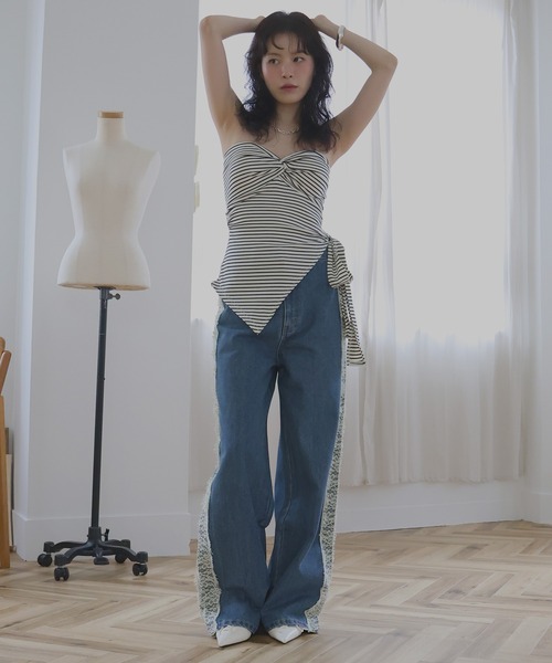 Mili affinity(ミリアフィニティー)の「サイドレースデニムワイドパンツ(デニムパンツ・レディース・ブルー/ブラック/ライトブルー・SMALL/MEDIUM)」の19枚目の写真