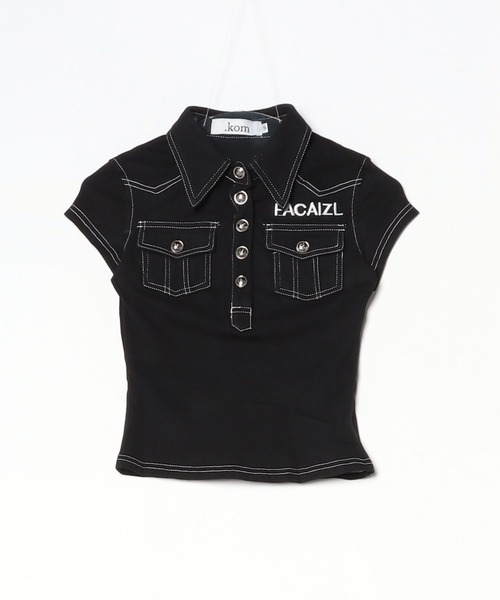 .KOM（ドットコム）の「A'GEM/9 × .kom 『.KOM/ドットケーオーエム』STITCH POCKET POLO TEE/ステッチポケットポロTシャツ（その他トップス・レディース・ブラック/ホワイト・M）」の10枚目の写真