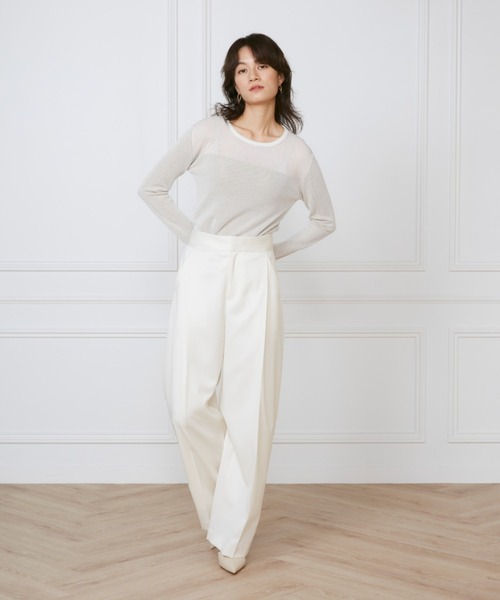 INED(イネド)の「TWシルクストレッチ タックワイドパンツ《la veille by SUPERIOR CLOSET》(その他パンツ・レディース・ネイビー・9号)」の2枚目の写真