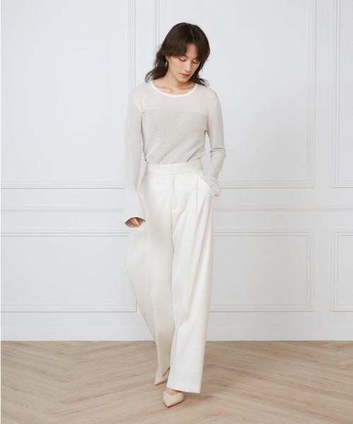 INED(イネド)の「TWシルクストレッチ タックワイドパンツ《la veille by SUPERIOR CLOSET》(その他パンツ・レディース・ネイビー・9号)」の3枚目の写真