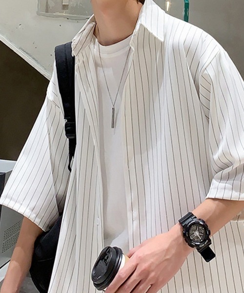 KELVIN（ケルヴァン）の「Pinstripe Oversized Shirt ピンストライプオーバーサイズシャツ（シャツ/ブラウス・メンズ・ホワイト/ブラック・MEDIUM/LARGE）」の11枚目の写真