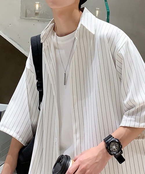 KELVIN（ケルヴァン）の「Pinstripe Oversized Shirt ピンストライプオーバーサイズシャツ（シャツ/ブラウス・メンズ・ホワイト/ブラック・MEDIUM/LARGE）」の13枚目の写真